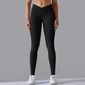 fashion seamless knitting breathable pure color cross waist peach hip yoga pants running fitness nine-point pants women