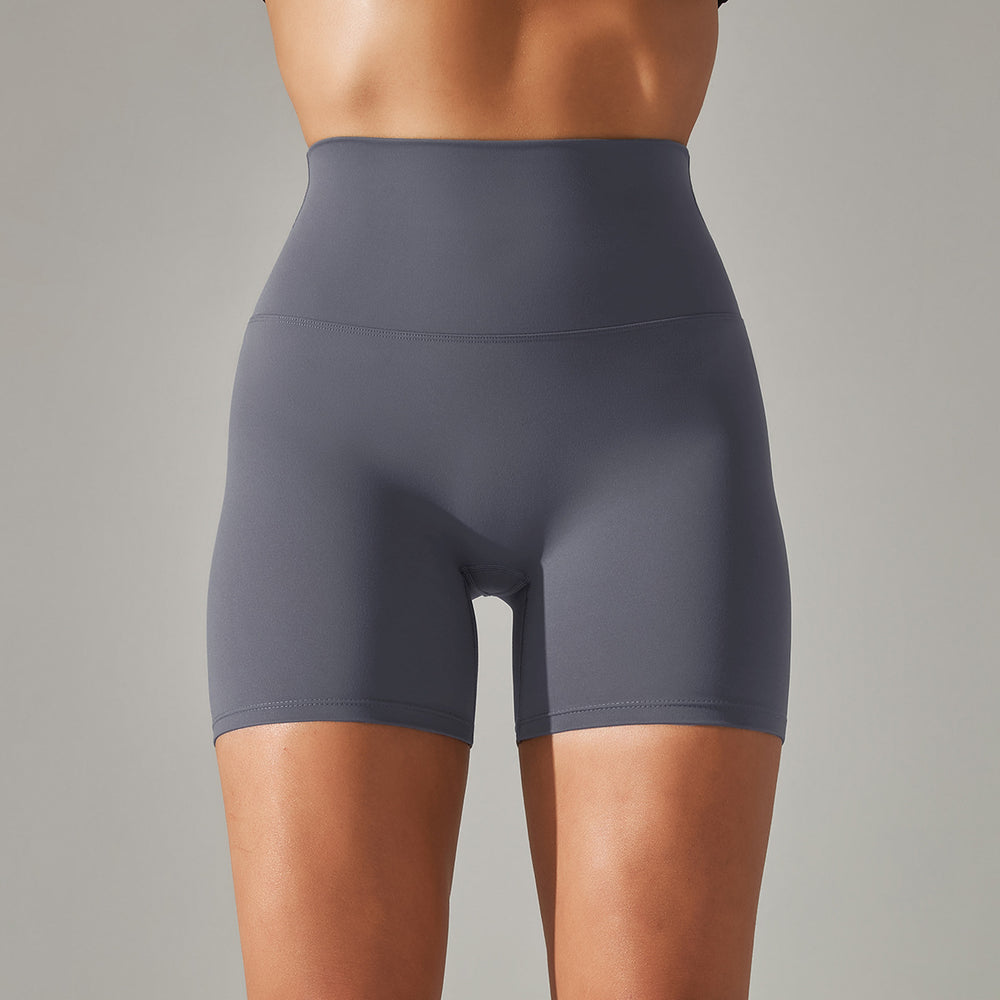 Spring/summer new solid color yoga shorts - double-sided brushed, high-waisted, stretchy, activewear, fitness, 3/4 length yoga pants for women