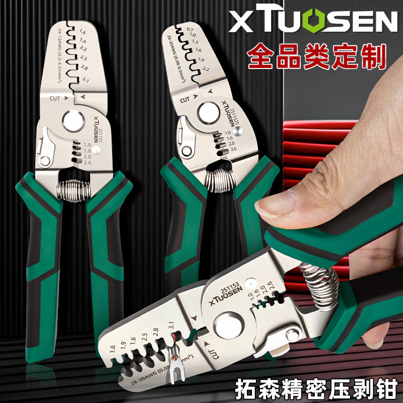 Tuosen crimping pliers professional electrical tools cable peeling plug spring clamp wire stripping pliers cold pressing terminal crimping pliers