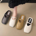 Half slippers summer women's shoes square toe metal buckle casual loafers toe half slippers casual style easiest for matchcasual