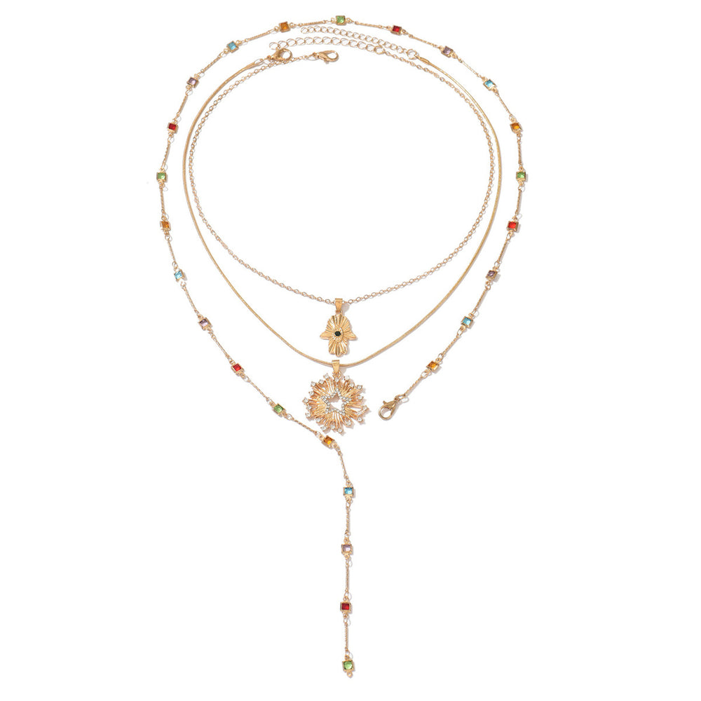 Sweater chain long wholesale european and american cross-border star colorful tassel necklace diamond-encrusted devil's eye accessible luxury clavicle chain