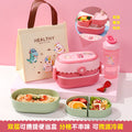 Cute lunch box with dividers, microwaveable bento box for office workers, fruit container, children's spring outing lunch box, picnic box