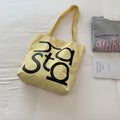 letterprinting nylon tote bag large capacity casualcontrast colorsatchel bag korean style simple canvas bag for women