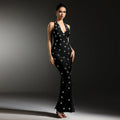 C7567 cross-border   fashion women's deep v backless mermaid tail evening gown dress
