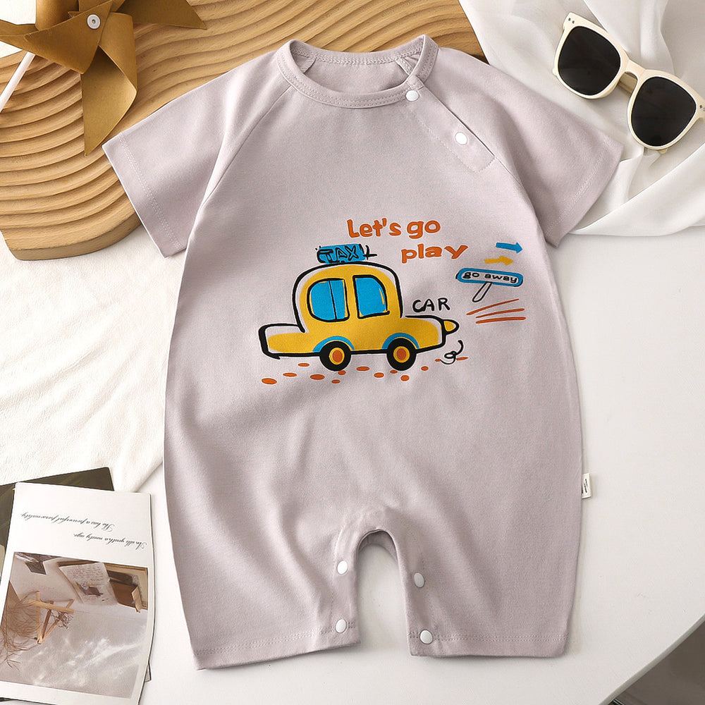 Baby clothes summer thin pure cotton air-conditioning clothes pajamas newborn baby short-sleeved onesie baby outing khaki crawling
