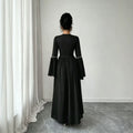 cross-border fashion women's french elegant solid color round neck slimming flared sleeve long sleeve dress