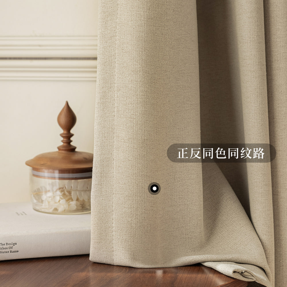 New double-sided light luxury linen high shading medieval old money wabi-sabi style bedroom curtains personalized whole house personalized wholesale