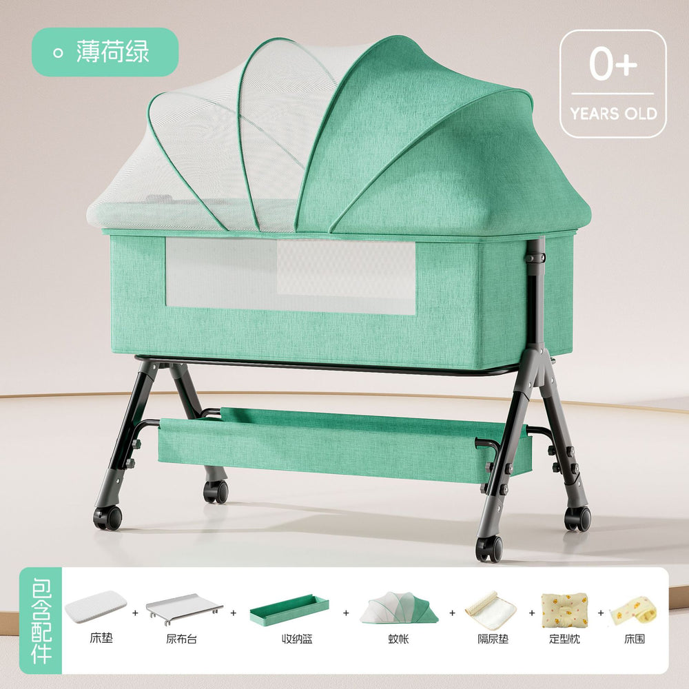 Baby crib - portable, foldable, multi-functional bassinet - convertible to full-sized bed for newborns