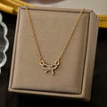 Bow necklace for women wholesale european and american accessible luxury high-end diamond-encrusted versatile fashion clavicle chain personalized bracelet set