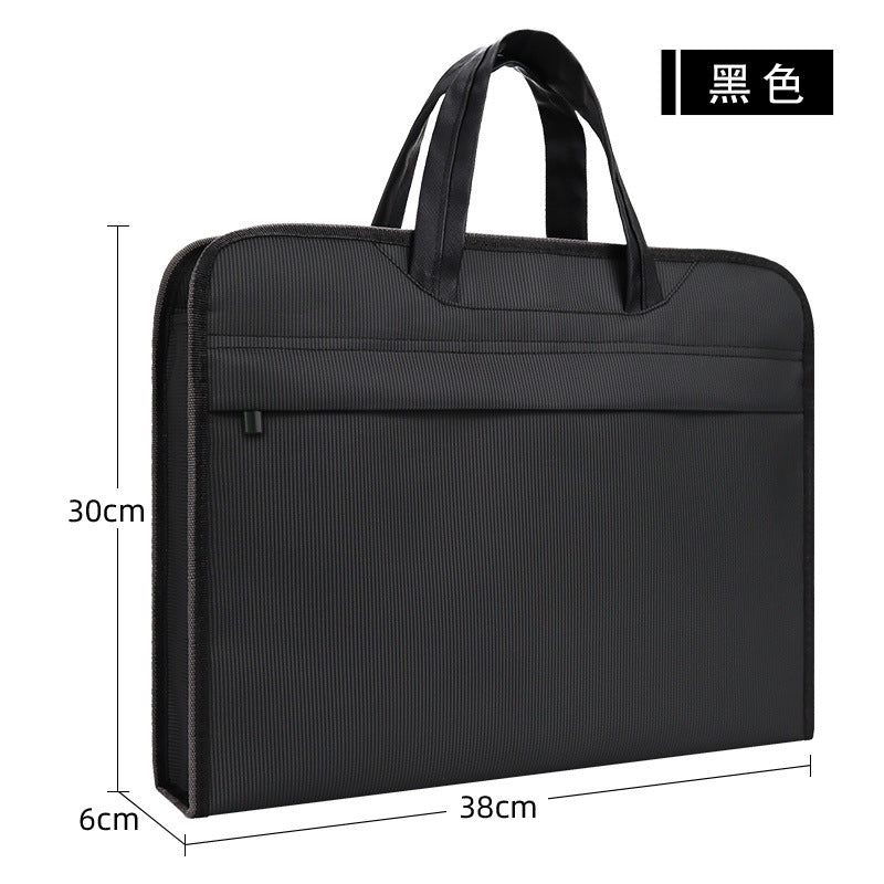 Large capacity double-layer office briefcase laptop bag conference document bag men's bag file bag business portfolio with printing option