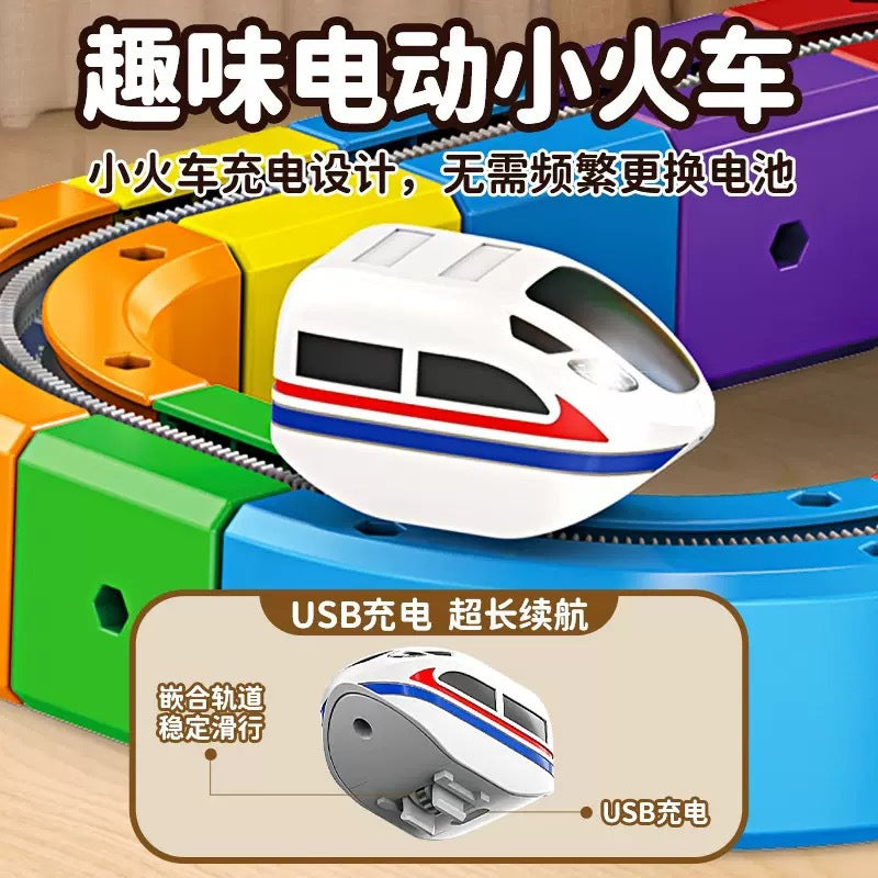 children's magnetic track car stereo anti-gravity electric magnetic suction train versatile assemble building block toy