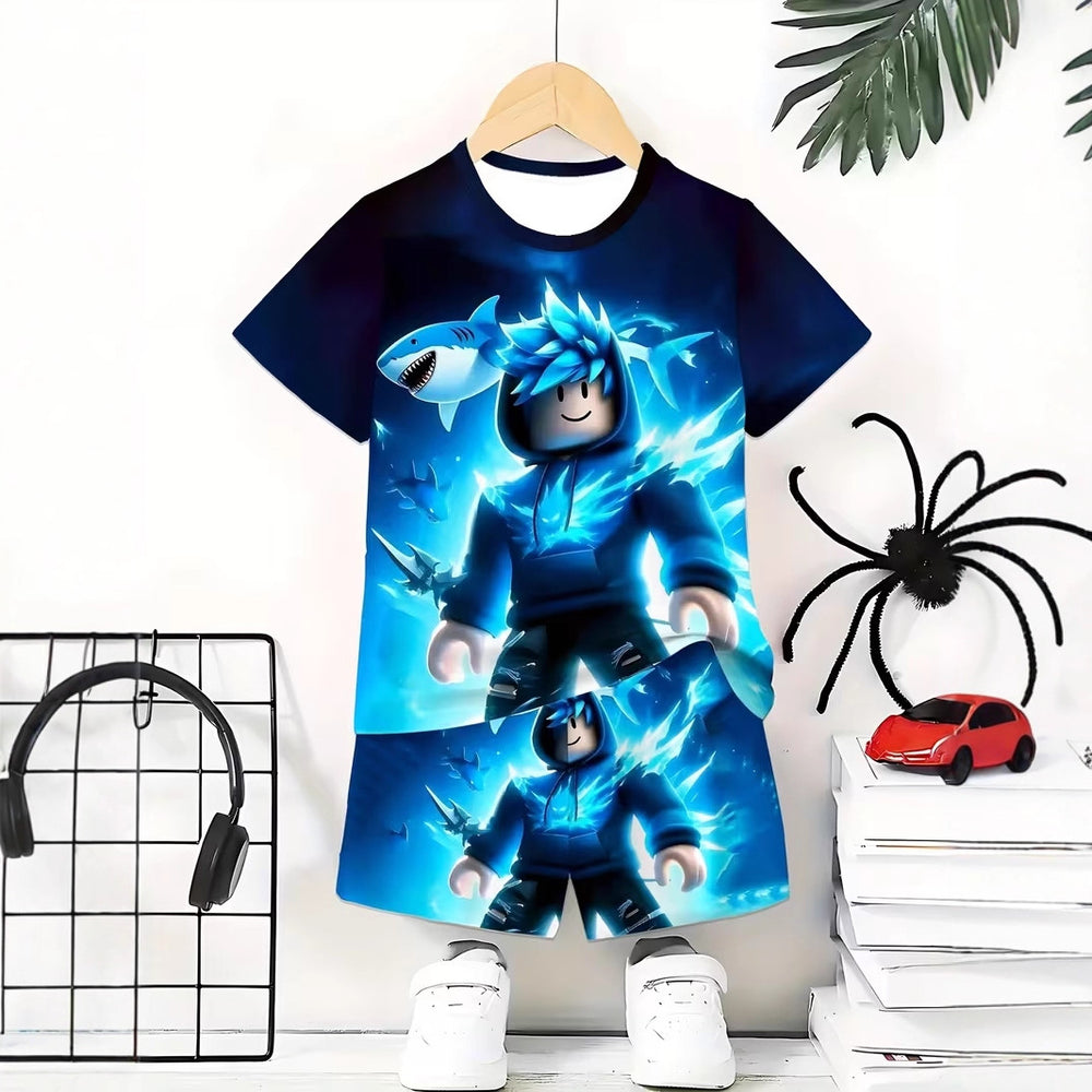 Boys' outdoor sports t-shirt set, perfect for summer wear