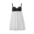 european and american women's clothing  summer new french chic polka dot color block bandeau loose spaghetti strap dress