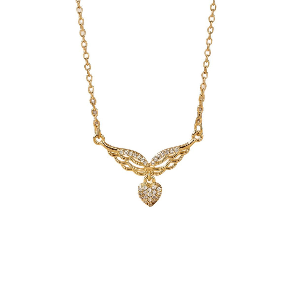 Popular popular style full diamond easiest for match heart wings necklace accessible luxury niche jewelry for women high-end non-fading clavicle chain