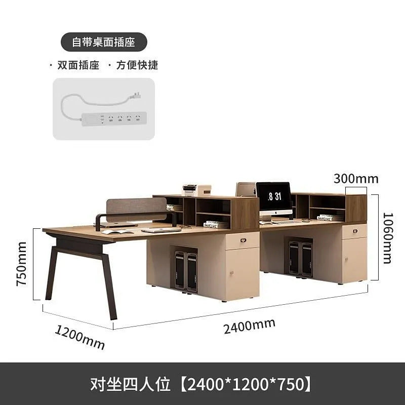 Casual modern 4 four-six 0.3kg slot computer booth screen employee office table and chair combination