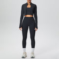 brushed tight-fitting breathable back-hanging halter vest long three-piece set sports running fitness yoga suit