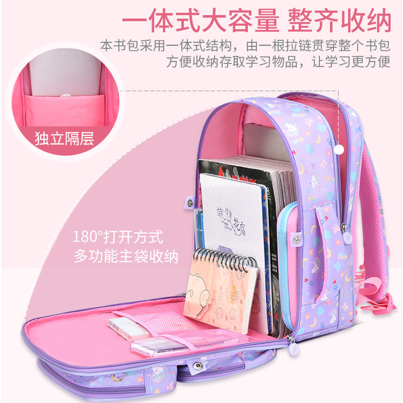 New girls' backpacks for grades 1-3-6: princess style, lightweight design, rainbow schoolbags for elementary students - wholesale
