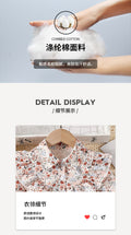 girl two-piece set pastoral small floral bows belt ruffles neckline cute kids gauze skirt