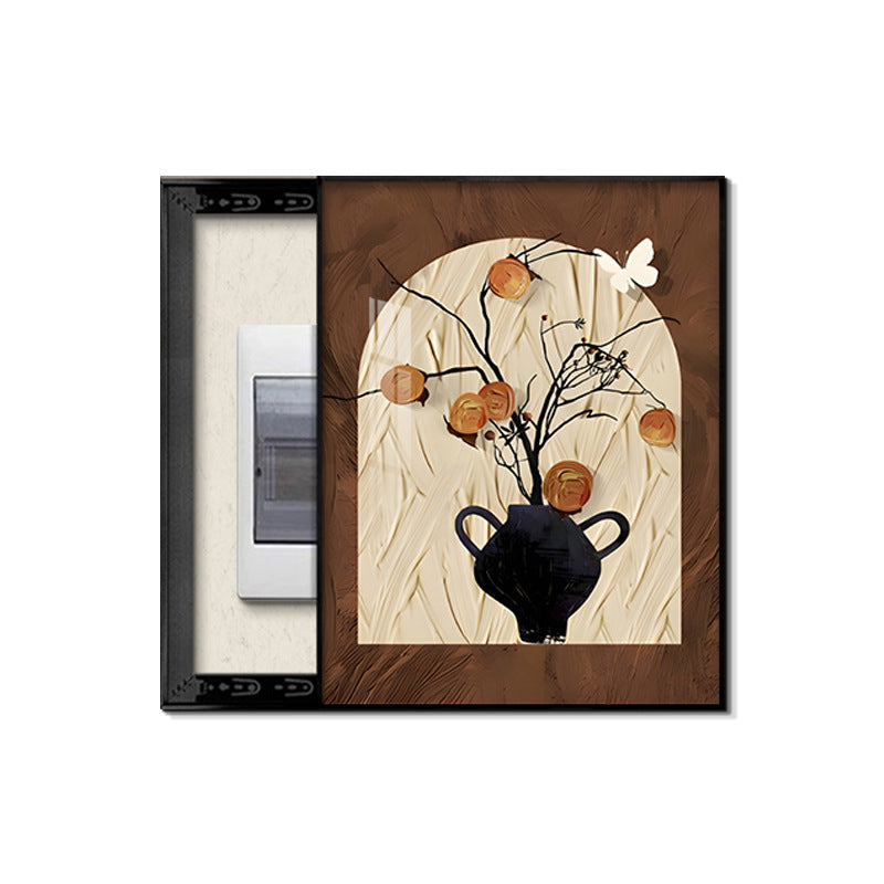 Medieval style meter box decorative painting 2024 new strong and weak distribution box switch box blocking hanging painting vertical free punching