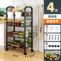 Movable kitchen storage rack drop-down floor for home multi-layer carbon steel storage rack trolley vegetable rack wholesale