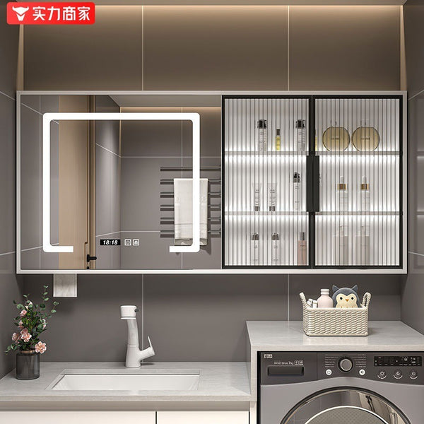 Solid wood bathroom smart mirror cabinet separate wall-mounted bathroom storage mirror mirror box rack integrated vanity mirror