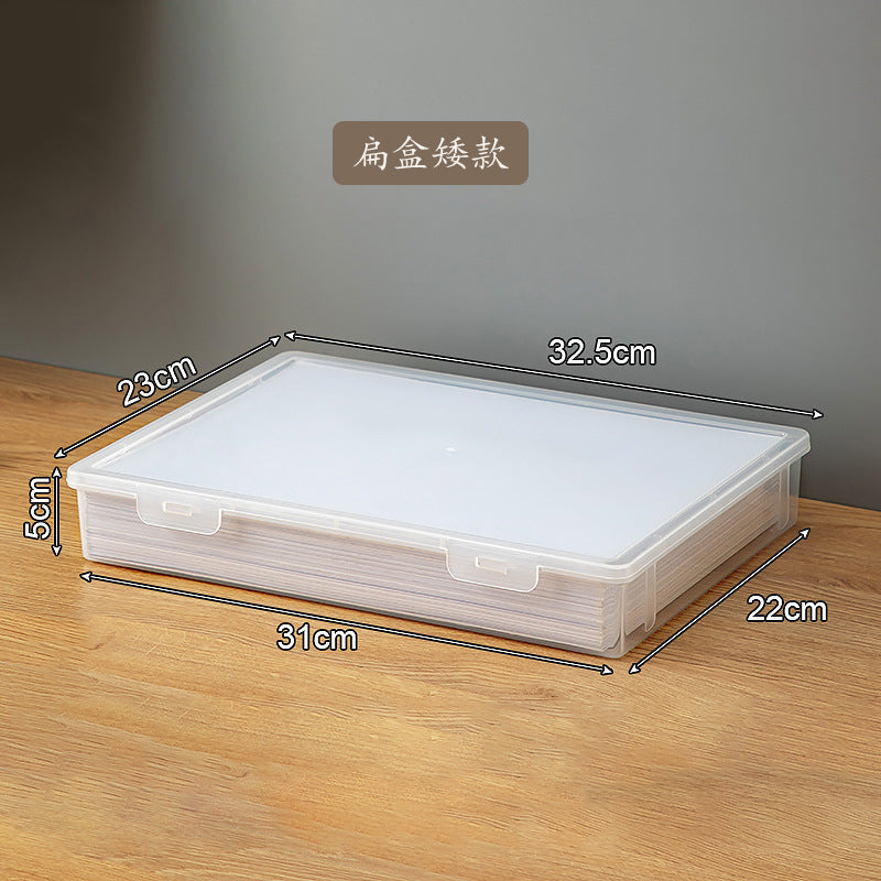 Desk a4 paper storage box plastic transparent desk finishing box square with lid dustproof desktop file storage box