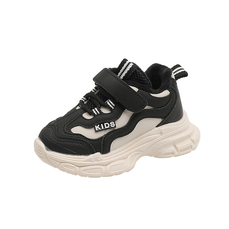 Winternew arrivalkids sneakers lightweight boys and girls dad shoes junior children's running shoes heattech thin velvet two cotton shoes