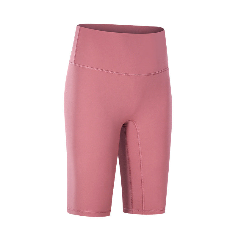 Spring/summer new arrival: seamless double-sided brushed yoga shorts - high-waisted, stretchy, outdoor sports capris for women (model: dk066)