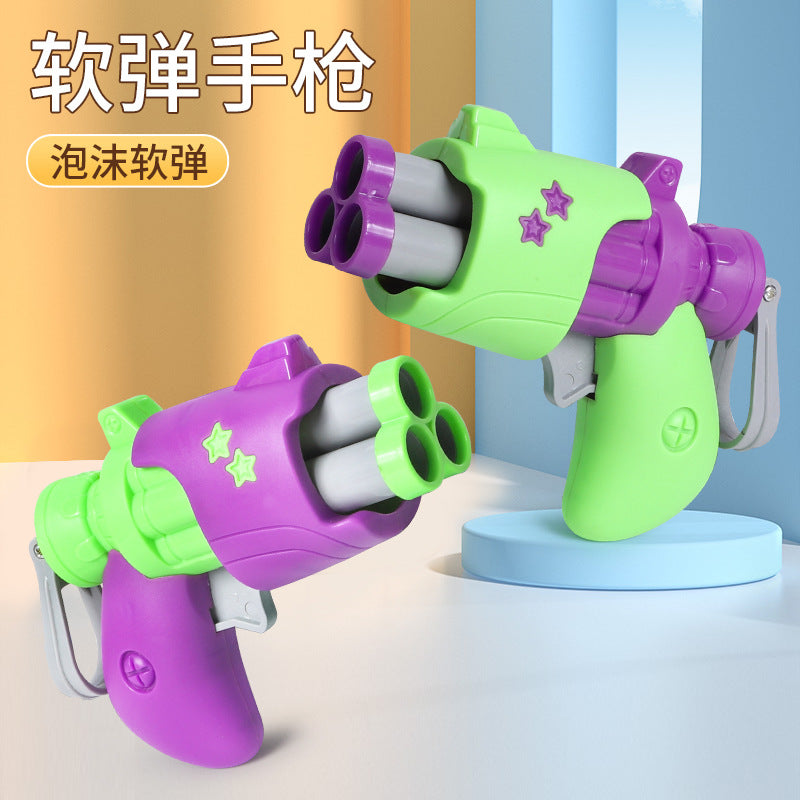 Douyin boy carrot new toy mini gun manual soft bullet revolver indoor kids toy gun suction cup bullet