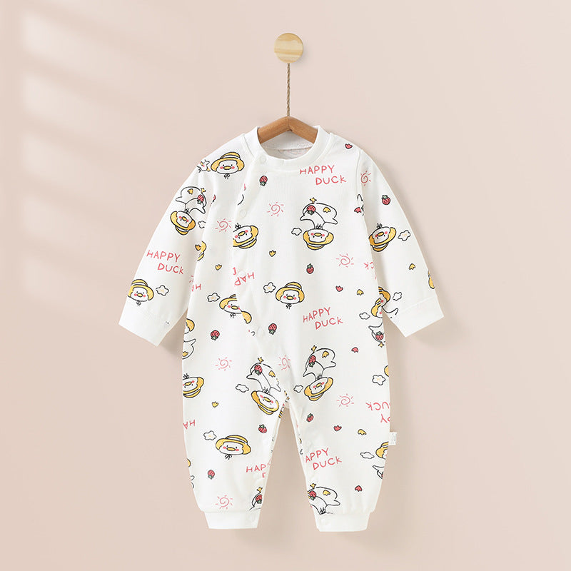 Wholesale baby rompers - spring/autumn pure cotton newborn long sleeve crawling suit 0-2 years old sleepwear baby onesie autumn outfit