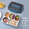 304 stainless steel divided lunch box - portable student bento box with lid, compartments, handle, insulated tray, and utensils