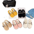 Plus size fairy style pearl half-sole flat slippers -  autumn korean style warm lazy bowknot fuzzy slippers