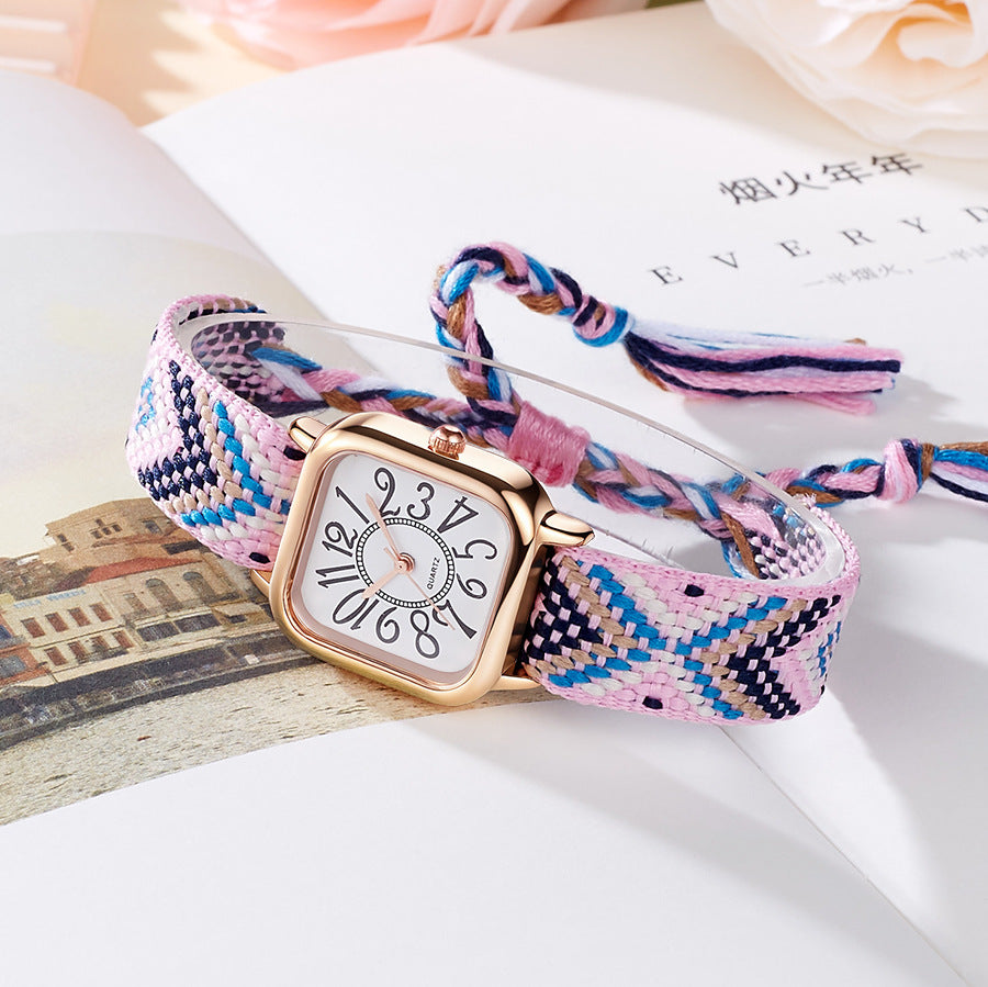 New women's watches live stream new women's woven strap quartz watch fashion cross-border wholesale