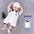 Summer baby super stylish korean academy style romper - unisex baby boy/girl cool & fashionable short sleeve gentleman style crawling suit