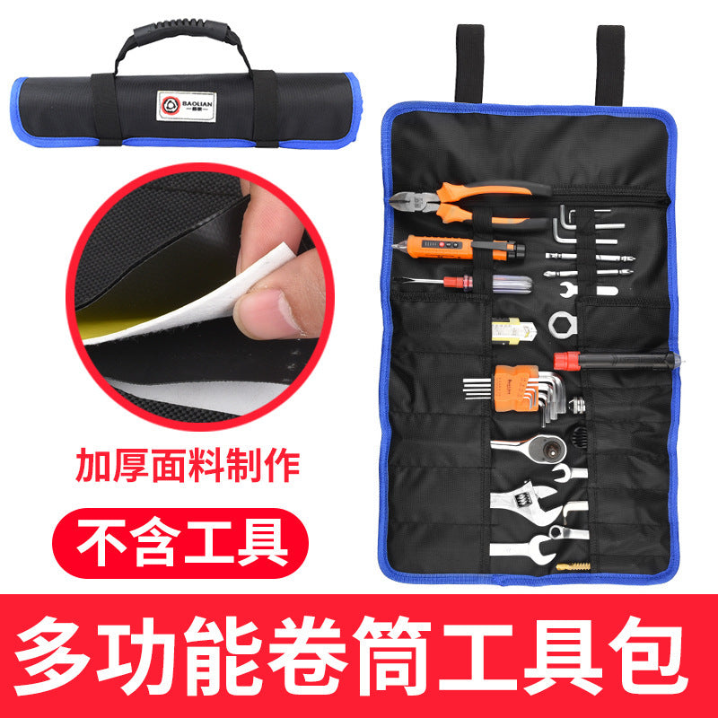 Roll-up tool bag tool kit electrician's portable waist bag wear-resistant storage bag multifunctional handheld installation roll-up bag