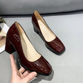 High-heeled casual women's shoes, spring 2026 new collection, fashion square toe block heel, wholesale foreign trade sizes 42-43 plus size women's shoes