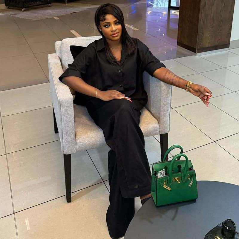 Cross-border African women's casual two-piece set, loose cardigan, versatile top, casual wide-leg trousers, cross-American suit, women