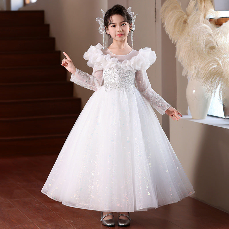 Girls' evening gown princess dress - new  birthday tutu dress for hosts, piano performances, and stage shows