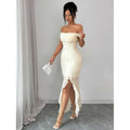 Amazon elegant off-the-shoulder jacquard cami dress - women's  summer new arrival - slim fit & figure-flattering dress