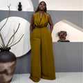 European and american women's clothing  autumn new collection: sweet and fresh halter neck turtleneck blouse with high-waisted straight-leg pants two-piece set