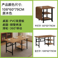 Iron art movable dining table rental house for homedouble-layer storage foldable table kitchen movable storage square table