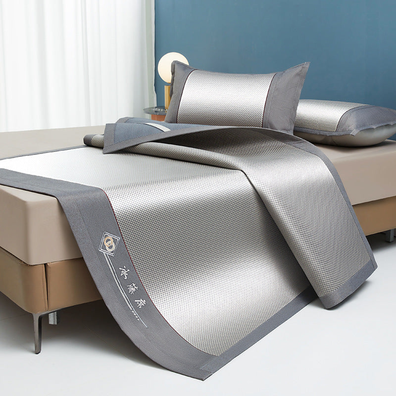 Summer Ice Silk Ice Rattan Mat Three-piece Set Summer Folding Washed Air Conditioning Mat Single Student Ice Not Cold Soft Mat