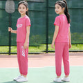 Girls' summer new arrival: kids' round neck short sleeve  versatile fashion girl's tracksuit set - summer outfit
