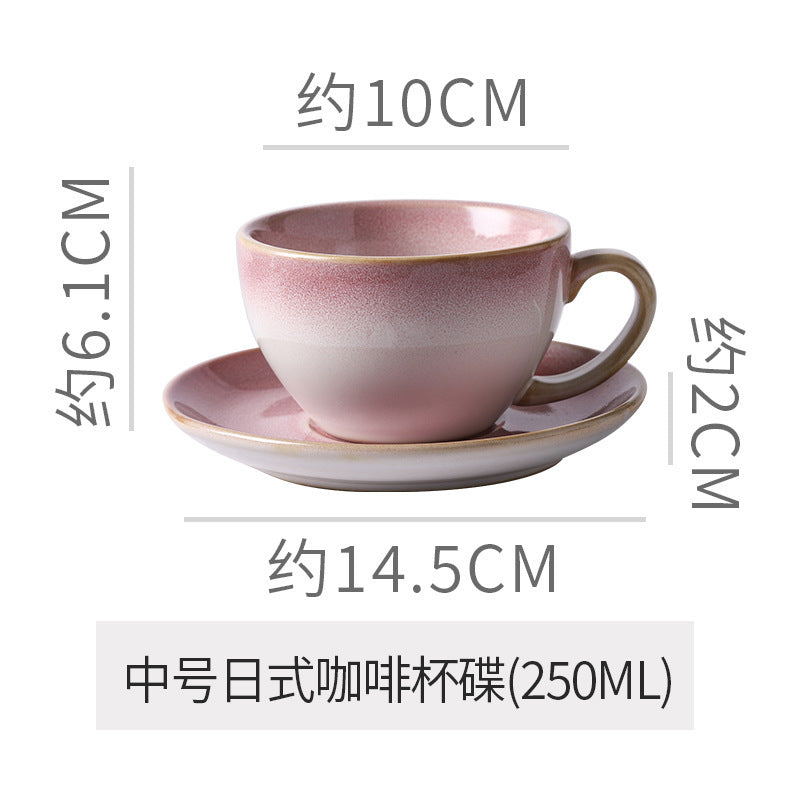 Vintage kiln-ware ceramic coffee cup and saucer set - exquisite, unique design for office afternoon tea or milk