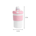 Portable, stylish water bottle - trendy glass straw cup with cute cartoon design, perfect as a souvenir or gift, includes lid