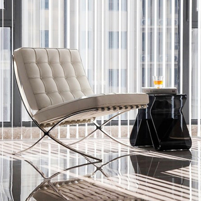 Barcelona single sofa chair italian retro casual chair italian casual lazy stainless steel leather sofa chair