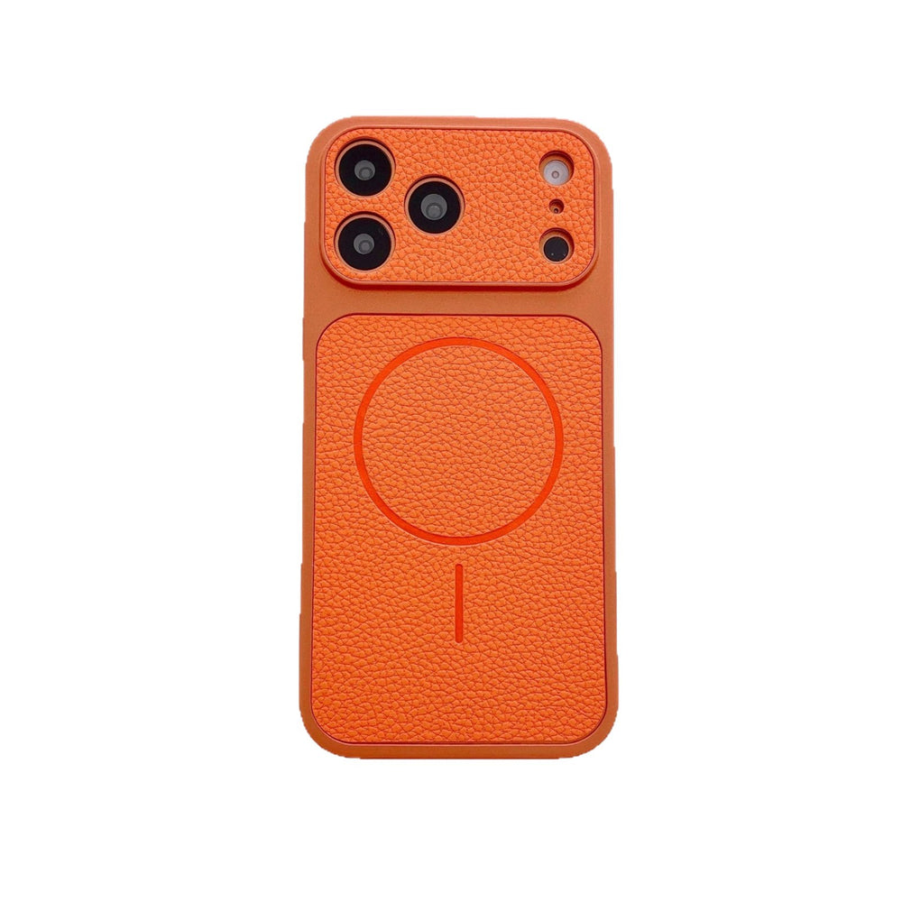 Premium feel instantly transformed: 17promax large view phone case, compatible with 17 new magnetic lychee grain leather apple 16