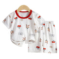Summer kids' ice silk short sleeve and shorts set - lightweight air conditioning clothing for boys and girls - wholesale baby pajamas and loungewear