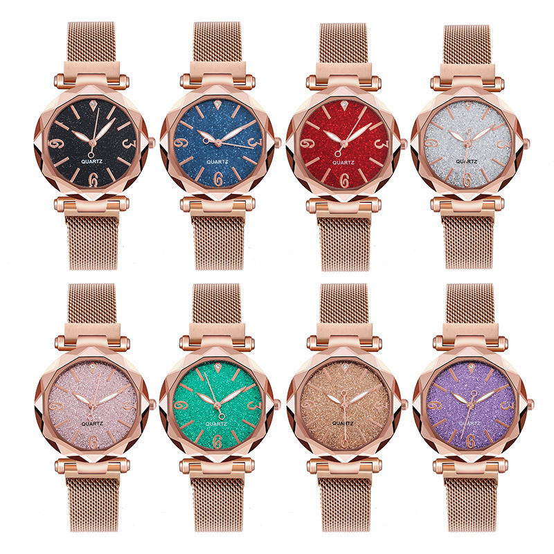 Ready-to-ship wholesale starry sky watches, women's quartz watches with magnetic strap – one-piece dropshipping available