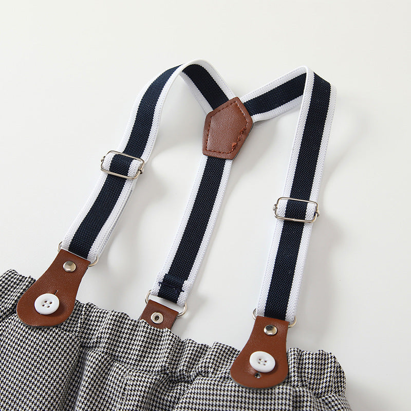 Korean style boys' formal wear  summer new collection: gentleman's two-piece outfit - white short-sleeve shirt and shorts set for special occasions